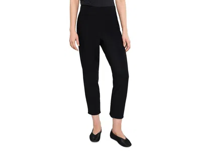 Eileen Fisher Washable Stretch Crepe Slim Crop Pants With Slit In Black