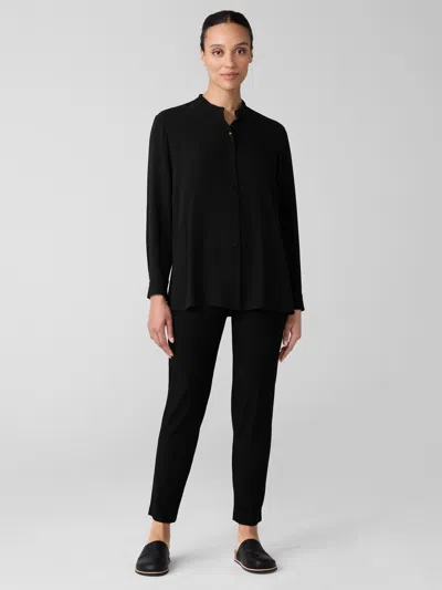 Eileen Fisher Washable Stretch Crepe Slim Pant In Black