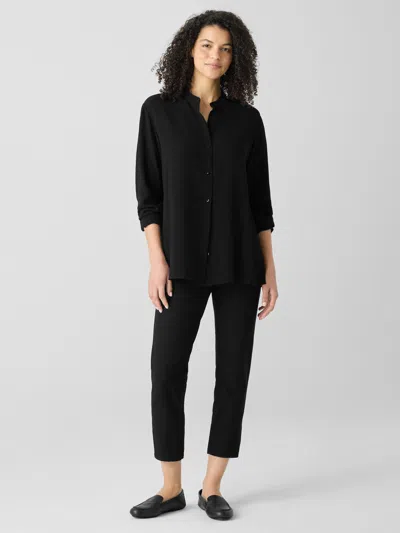 Eileen Fisher Washable Stretch Crepe Slim Pant In Black