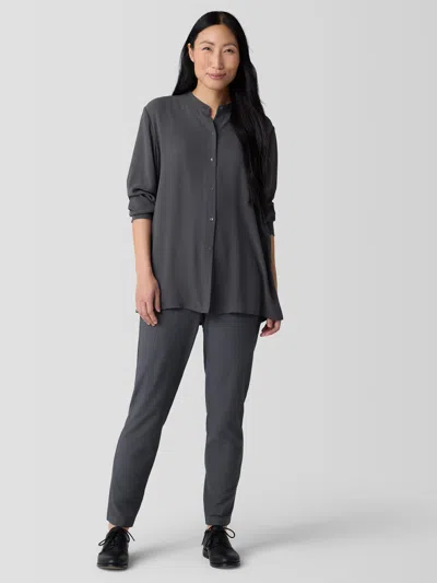 Eileen Fisher Washable Stretch Crepe Slim Pant In Black