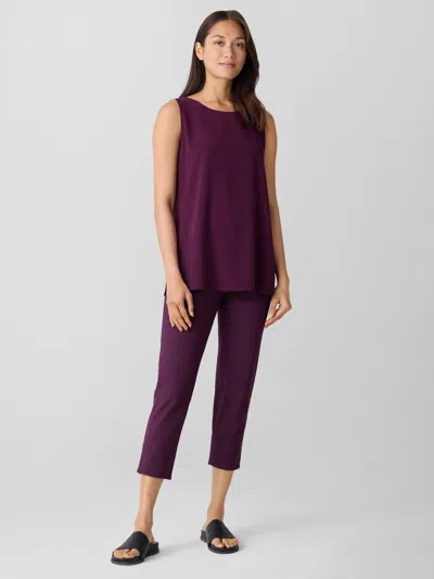 Eileen Fisher Washable Stretch Crepe Slim Pant In Purple