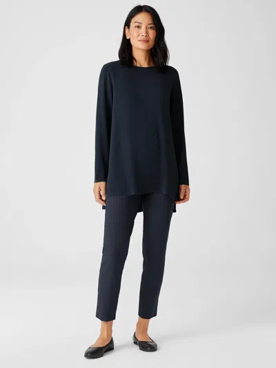 Eileen Fisher Washable Stretch Crepe Slim Pant In Blue