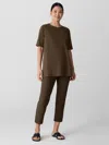Eileen Fisher Washable Stretch Crepe Slim Pant In Brown