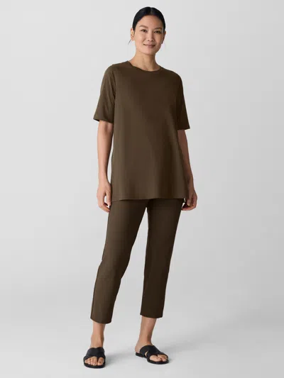Eileen Fisher Washable Stretch Crepe Slim Pant In Brown