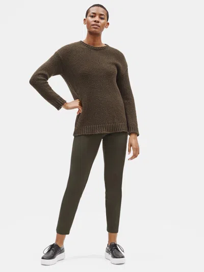 Eileen Fisher Washable Stretch Crepe Slim Pant In Green