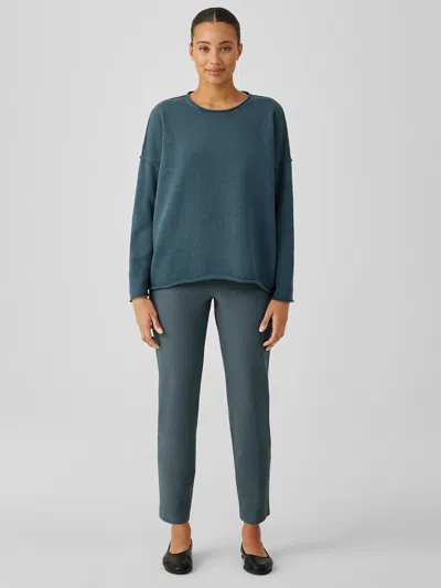 Eileen Fisher Washable Stretch Crepe Slim Pant In Green