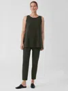 Eileen Fisher Washable Stretch Crepe Slim Pant In Green