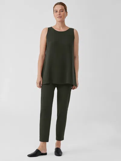 Eileen Fisher Washable Stretch Crepe Slim Pant In Green