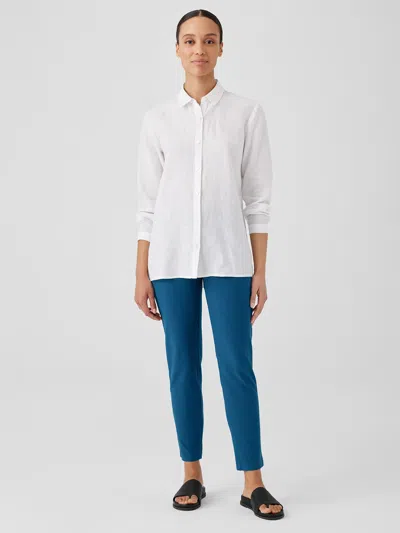 Eileen Fisher Washable Stretch Crepe Slim Pant In Green