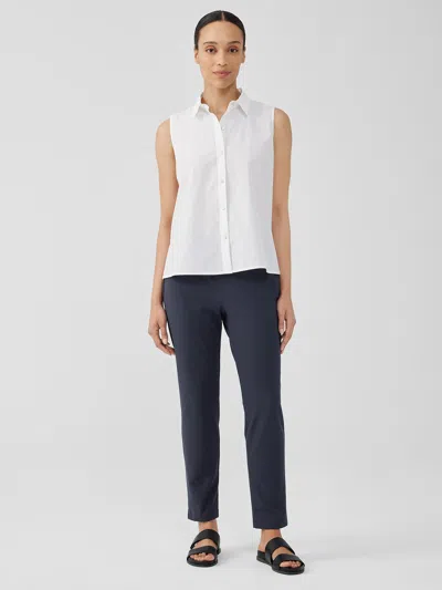 Eileen Fisher Washable Stretch Crepe Slim Pant In Blue