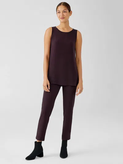Eileen Fisher Washable Stretch Crepe Slim Pant In Purple