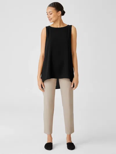 Eileen Fisher Washable Stretch Crepe Slim Pant In Sand