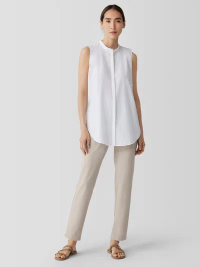 Eileen Fisher Washable Stretch Crepe Slim Pant In Sand