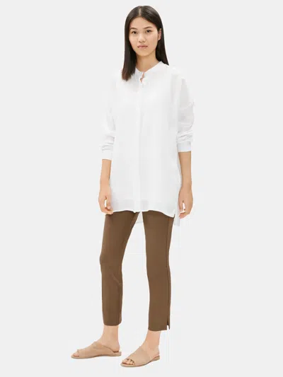 Eileen Fisher Washable Stretch Crepe Slim Pant With Slits In White
