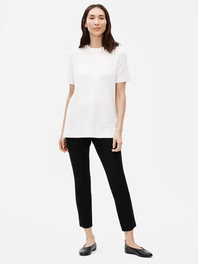 Eileen Fisher Washable Stretch Crepe Slim Pant With Slits In White