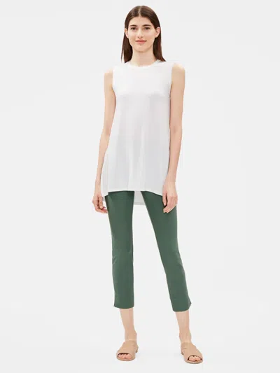 Eileen Fisher Washable Stretch Crepe Slim Pant With Slits In Green