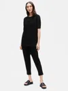Eileen Fisher Washable Stretch Crepe Slouchy Ankle Pant In Black