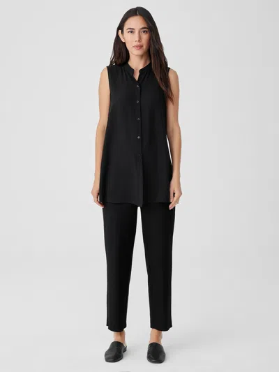 Eileen Fisher Washable Stretch Crepe Straight Pant In Black