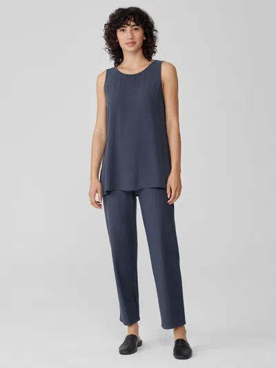 Eileen Fisher Washable Stretch Crepe Straight Pant In Blue