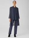 Eileen Fisher Washable Stretch Crepe Straight Pant In Blue