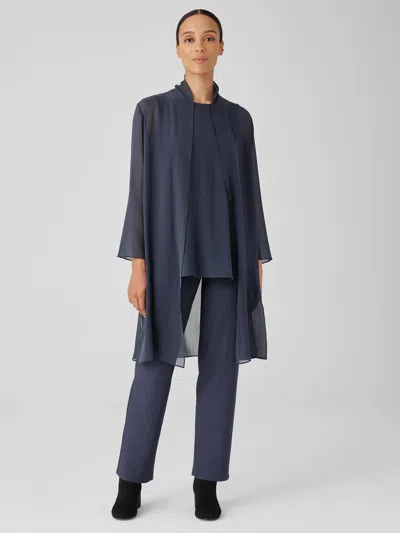 Eileen Fisher Washable Stretch Crepe Straight Pant In Blue