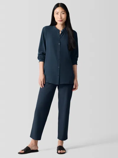 Eileen Fisher Washable Stretch Crepe Straight Pant In Brown
