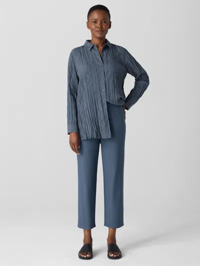 Eileen Fisher Washable Stretch Crepe Straight Pant In Blue