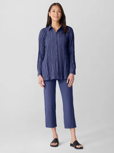 Eileen Fisher Washable Stretch Crepe Straight Pant In Blue
