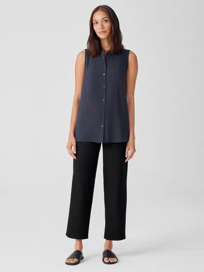 Eileen Fisher Washable Stretch Crepe Straight Pant In Black