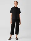 Eileen Fisher Washable Stretch Crepe Straight Pant With Yoke In Black