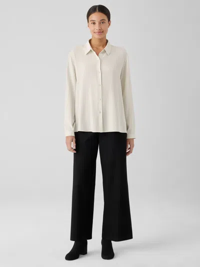 Eileen Fisher Washable Stretch Crepe Wide-leg Pant In Black
