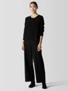 Eileen Fisher Melange Boiled Wool Jersey Wide-leg Pant In Regenerative Wool In Black