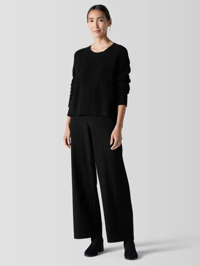EILEEN FISHER WASHABLE STRETCH CREPE WIDE-LEG PANT