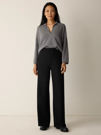 Eileen Fisher Washable Stretch Crepe Wide-leg Pant In Black