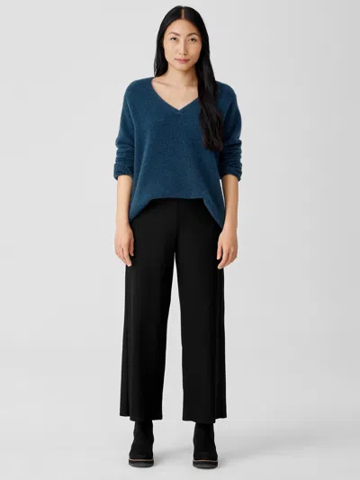Eileen Fisher Washable Stretch Crepe Wide-leg Pant In Black
