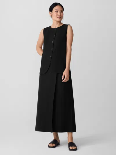 Eileen Fisher Washable Stretch Crepe Wrap Skirt In Black