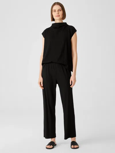 Eileen Fisher Washable Stretch Rib Straight Pant In Black