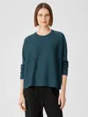 Eileen Fisher Washable Wool Crepe Top In Regenerative Wool In Blue