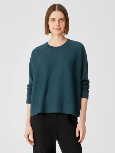 Eileen Fisher Washable Wool Crepe Top In Regenerative Wool In Blue