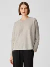 Eileen Fisher Washable Wool Crepe Top In Regenerative Wool In Gray