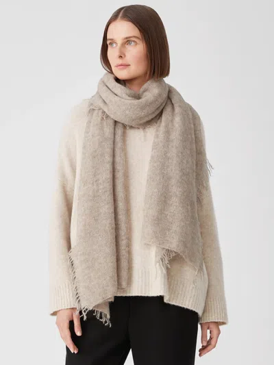 Eileen Fisher Washed Alpaca Scarf In Brown