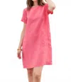 Eileen Fisher Washed Linen Tee Dress In Lipstick In Pink