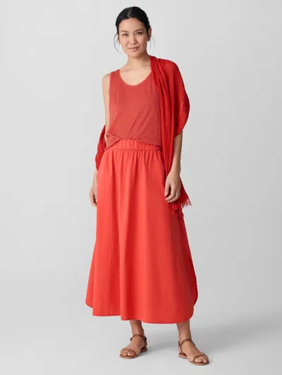 Eileen Fisher Washed Organic Cotton Poplin A-line Skirt In Orange