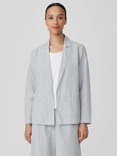 Eileen Fisher Washed Organic Cotton Poplin Blazer In Gray