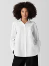 Eileen Fisher Washed Organic Cotton Poplin Classic Collar Long Shirt In White