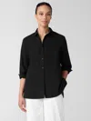 Eileen Fisher Washed Organic Cotton Poplin Classic Collar Shirt In Black