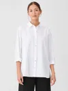 Eileen Fisher Washed Organic Cotton Poplin Classic Collar Shirt In White