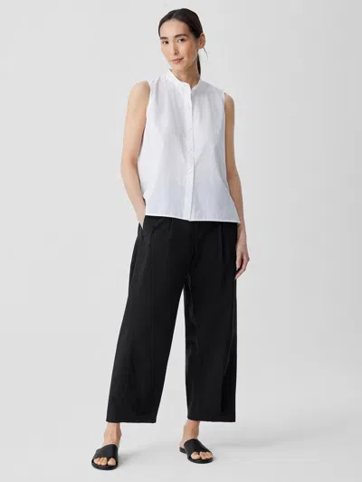 Eileen Fisher Washed Organic Cotton Poplin Lantern Pant In Black