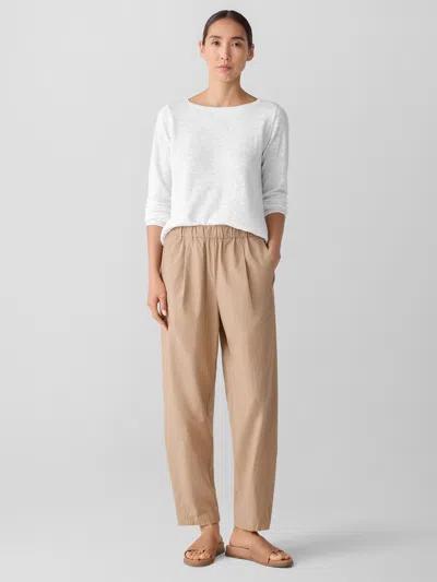 Eileen Fisher Washed Organic Cotton Poplin Lantern Pant In Brown