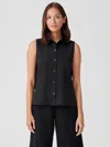Eileen Fisher Washed Organic Cotton Poplin Sleeveless Shirt In Black